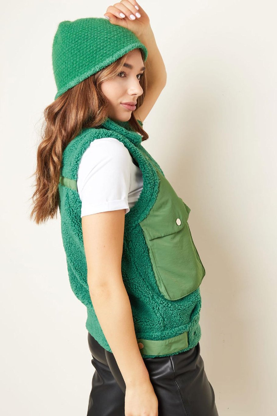 Body warmer en peluche Vert S Image4